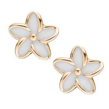 Christina Enamel Flowers forgyldte små blomster med hvid emalje, model 671-G02 købes hos Guldsmykket.dk her